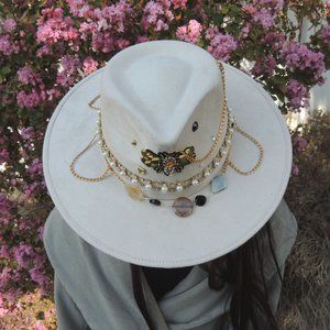 Handmade wide brim hat made in Mexico hand painted